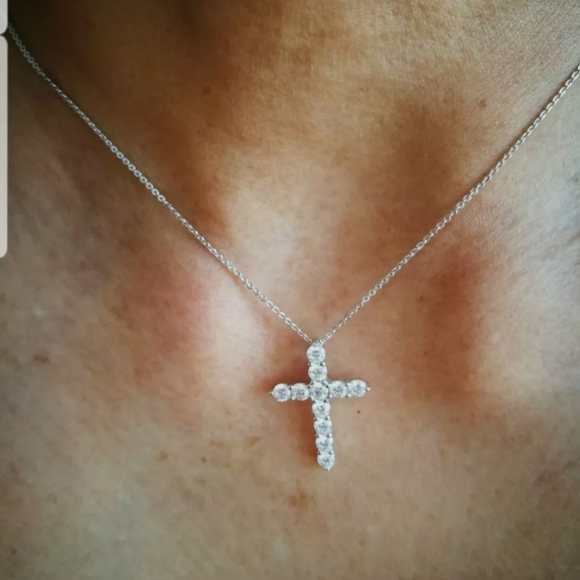 Cross Pendant Necklace with Chain 925 STAMPED Women's Men's - Picture 10 of 10